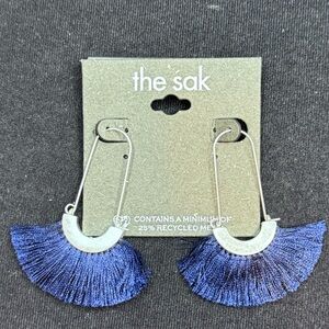The Sak Fan Tassel Earrings in Navy 2.5 inch approx